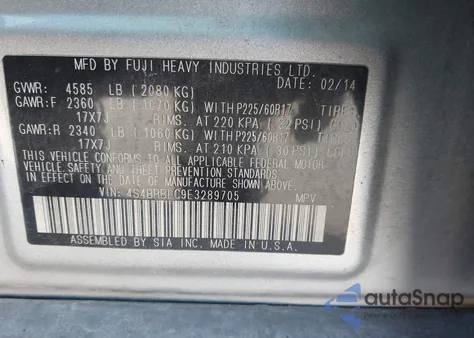 2014 Subaru Outback 2.5I Limited z USA, uszkodzony, nr VIN 4S4BRBLC9E3289705